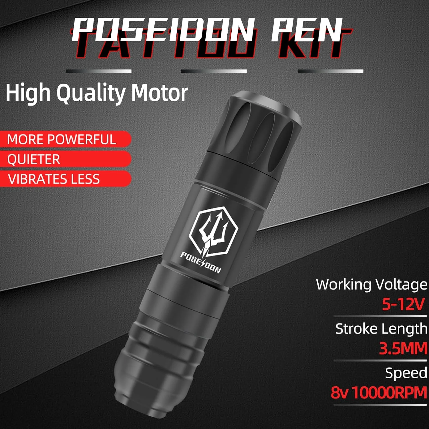 Tattoo Kit POSEIDON High Power Tattoo Pen Kit For Permanent Makeup Tattoo Machine Kit High Quality Tattoo Power Supply Tattoo Gu