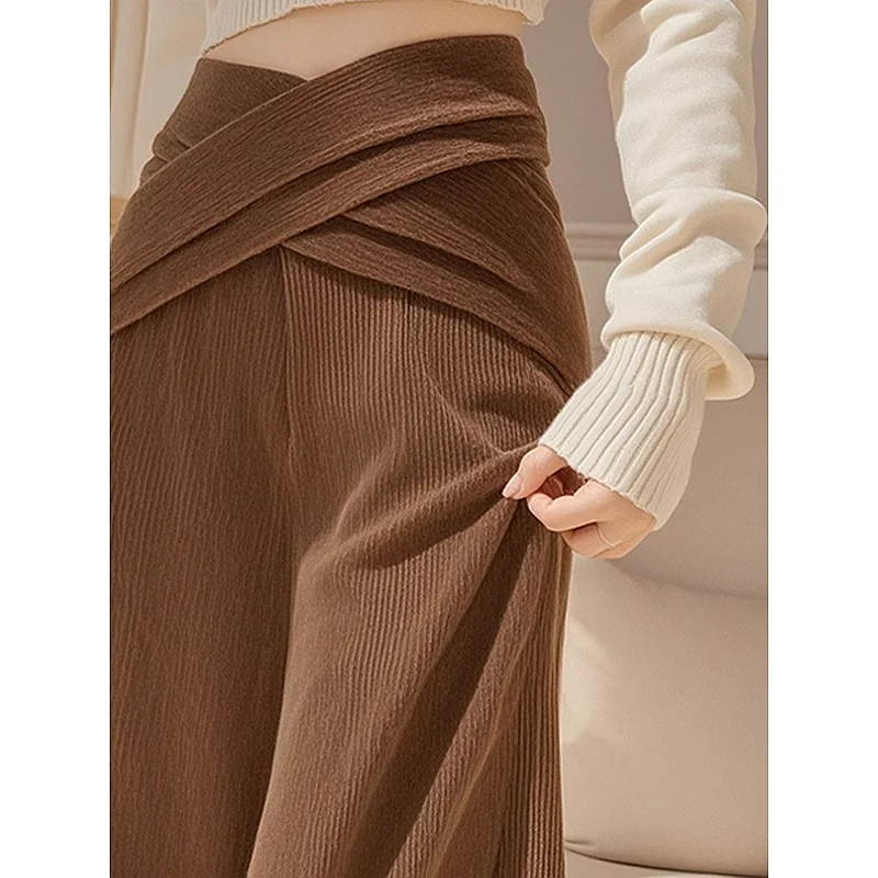 Retro-Hose für Damen, kleines Kreuz, lässig, Chenille, weites Bein, gerade, schmale Version