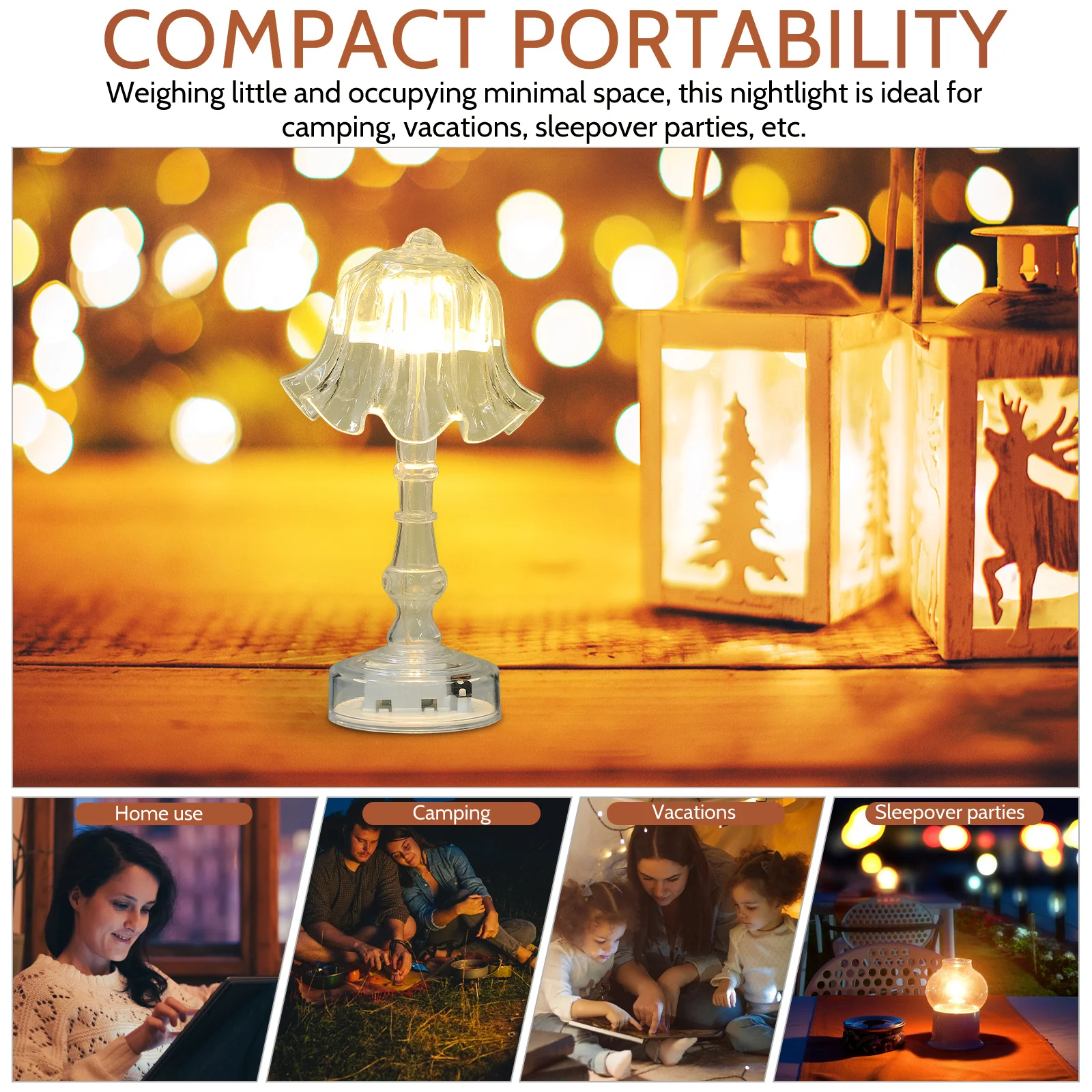 

2Pcs Clear LED Nightstand Lamp Portable Vintage Transparent Pleated Desk Lamp Bedside Atmosphere Table Night Light Bedroom Dorm