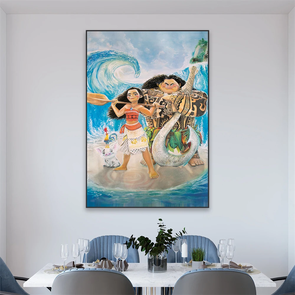 Disney Movie Room Decor Disney Princess Moana Art Film Canvas Painting Musical Princess Wall Cartoon Prints Kids Bedroom Decor