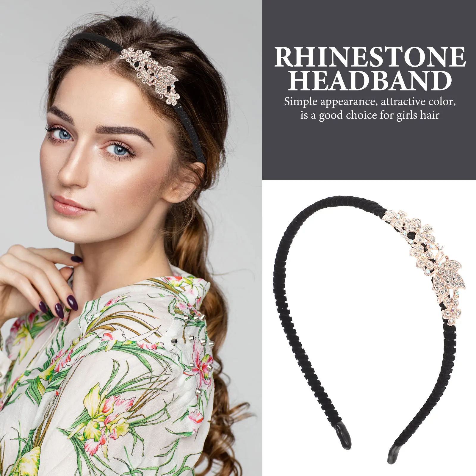 

Rhinestone Headband Non-Slip Fashionable Headdress Party Wedding Hair Band Elegant Decorative Headpiece for Women