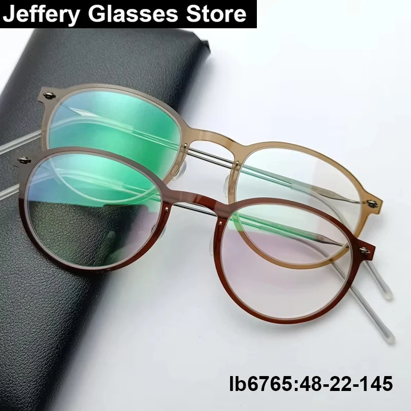 

Denmark Brand 6765 Oval Glasses Frame Men Women Titanium Ultralight Screwless Eyeglasses Colorful Trendy Korea Simple Eyewear