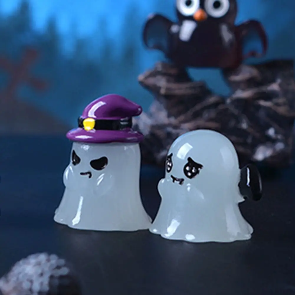 Cartoon Halloween Luminous Ghost Figurines Pumpkin Owl DIY Noctilucent Ghost Ornaments Mini Cute Micro Landscape Decorations