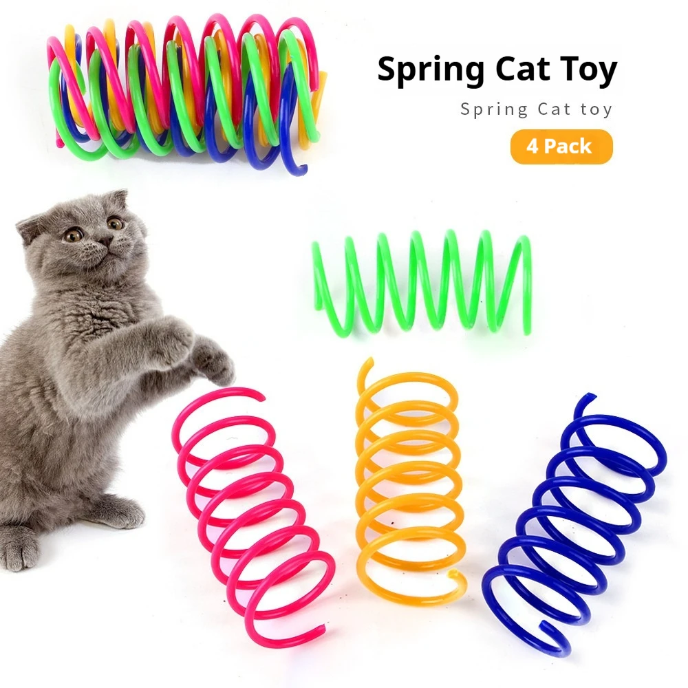 Cat Toys Colorful Plastic Springs Bouncing Cat Toy Balls Self-hilarious play pet supplies