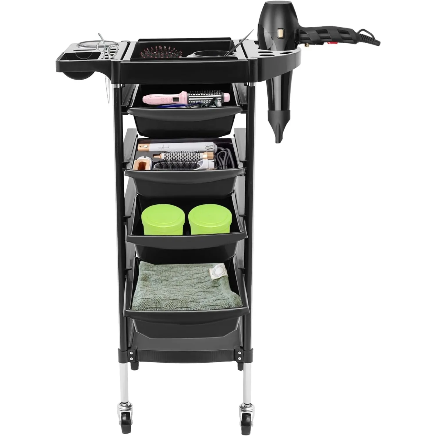 Chariot de salon avec serrure, coiffeur à 4 côtés de proximité, maison concise, coiffure, outil de proximité pour salon de beauté