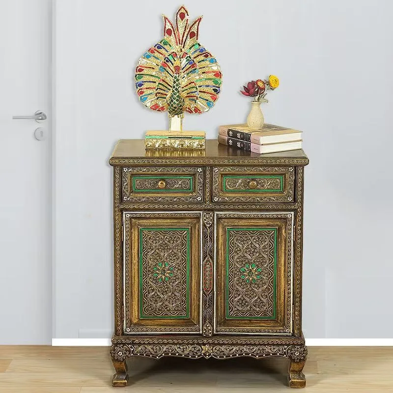 Solid wood furniture cabinet South East Asia style entrance cabinet hand-carved