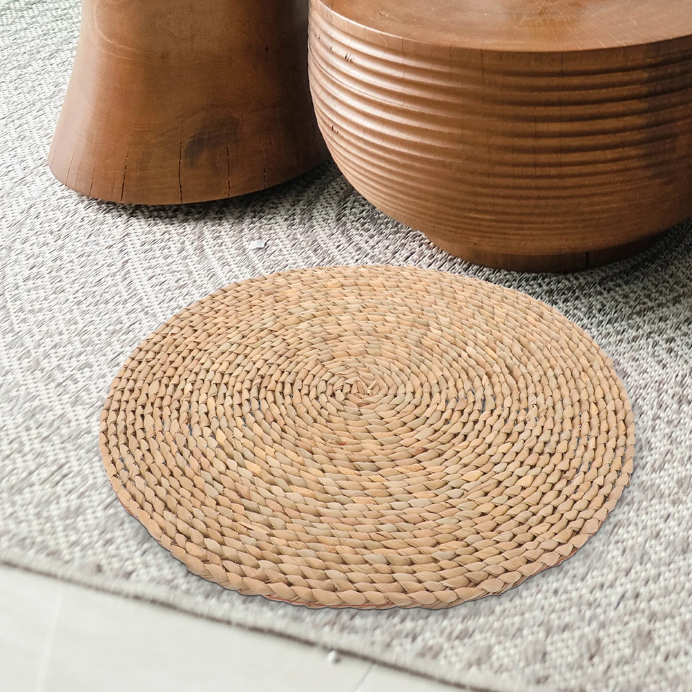 

Straw Woven Cushion 20x20cm Deep Color Round Mat for Bedroom Meditation Floor Pillow Traditional Seat Pad Yoga