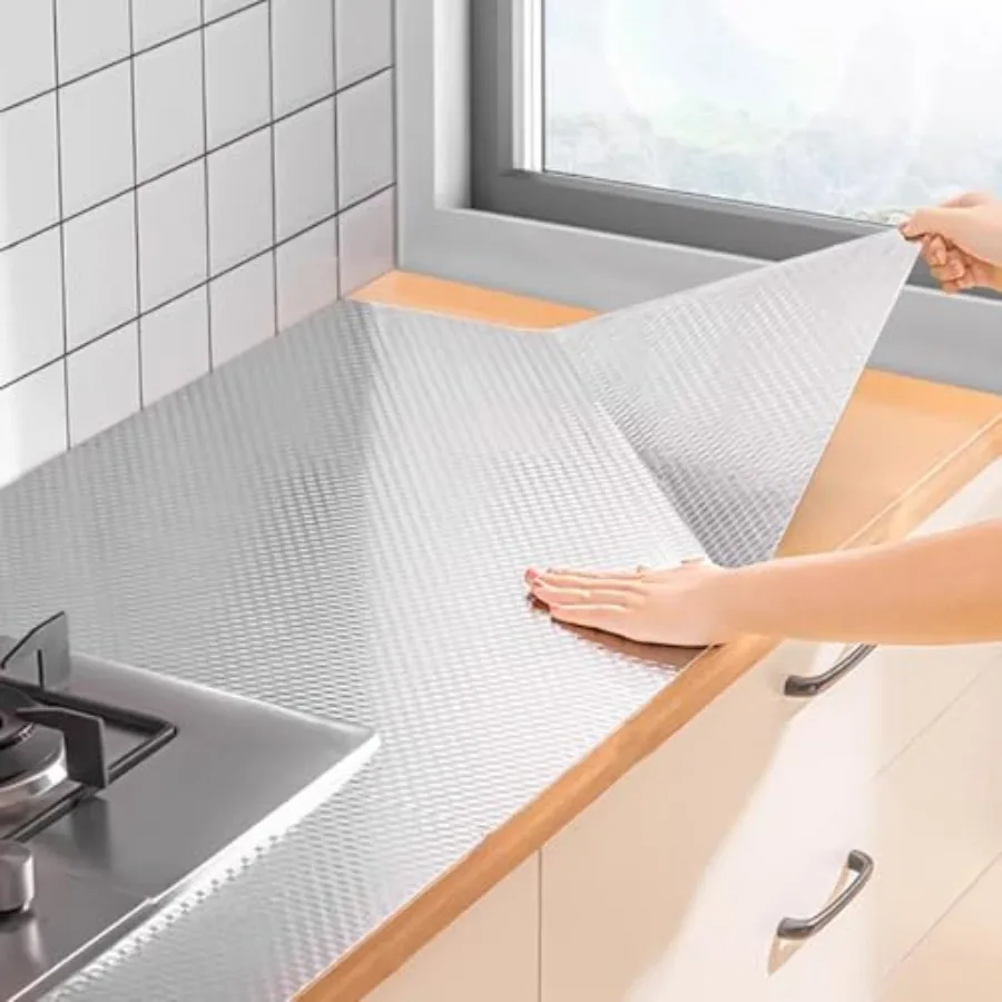 

Waterproof Self-Adhesive Contact Paper for Cabinets - Easy to Clean Peel and Stick Kitchen Backsplash - Oil-Proof and Protectiv
