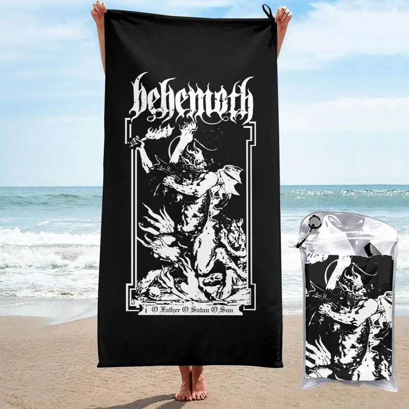 Behemoth O Father Black Death Satanic Metal Polish Band Quick dry Towel Surf Printed Non-linting Superfine fiber