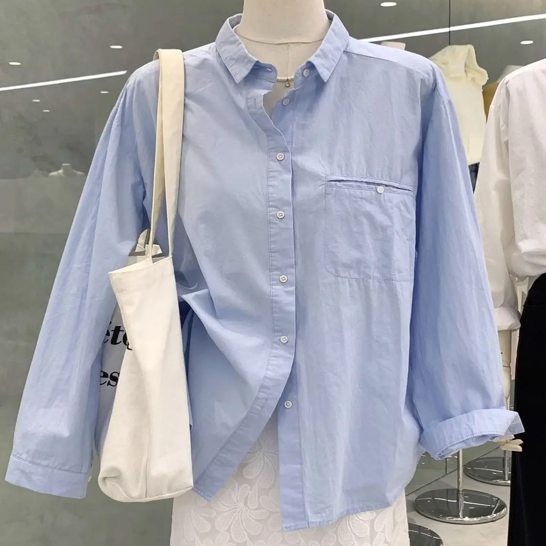 Chemise longue simple et élégante de style coréen pour femme, automne 2025, superposition, col ample, polyvalente, chemise jaet