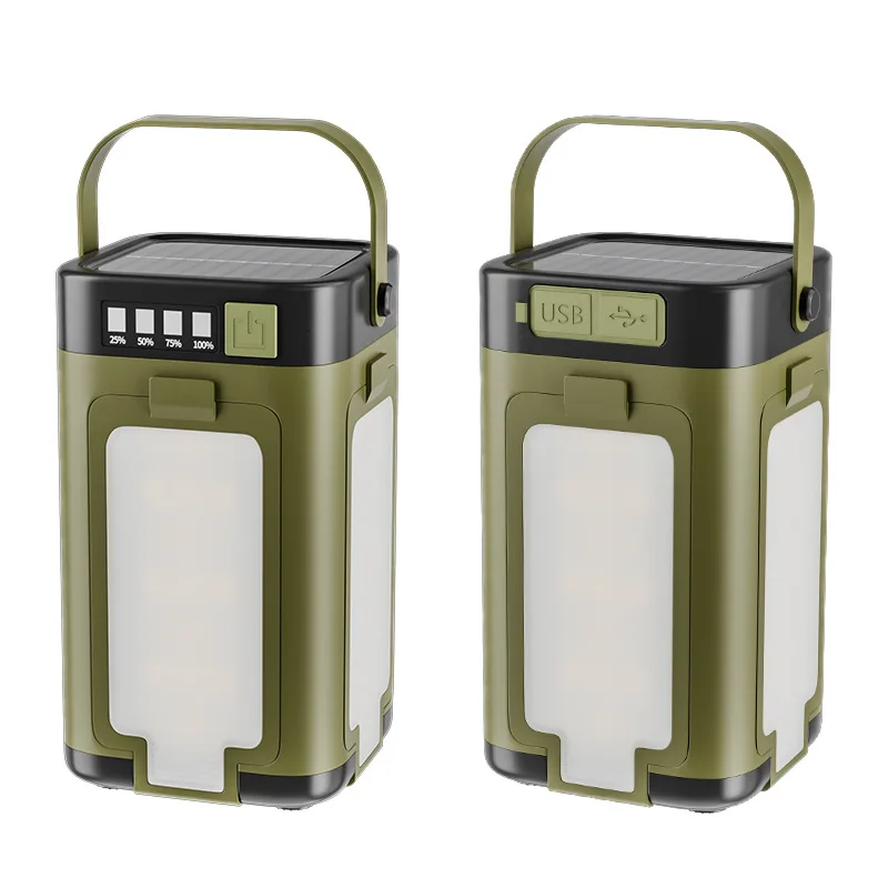 Multifunctional outdoor camping light, four-leaf folding with solar camping light atmosphere