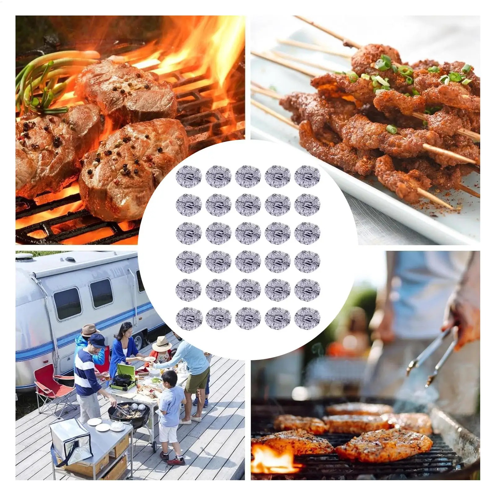 30pcs Aluminum Foil Insulation Covers Keep Food Warm Fresh Repeatable Kitchen Food Covers Bowls Plates Adjustable Cling Wrap view 5