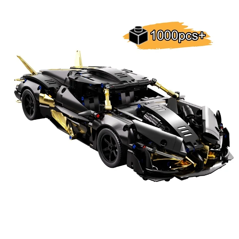 نموذج سيارة سباق سوداء تقنية جديدة بنة ألغاز ذاتية الصنع نماذج تجميع تعليمية هدية عيد الميلاد والهالوين والكريسماس #1