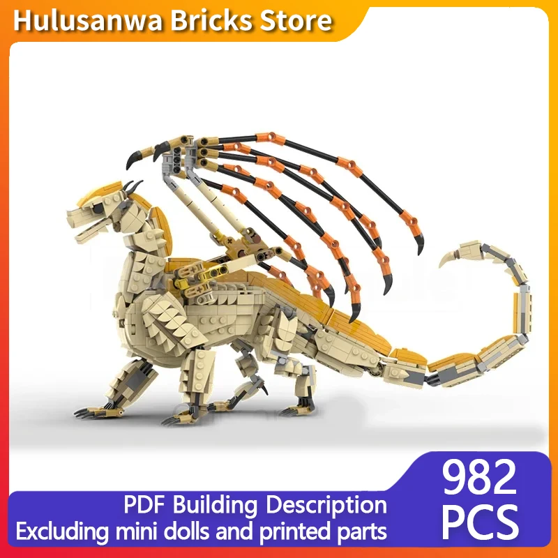 Película Popular modelo Animal ladrillos de construcción MOC dragón alado de fuego tecnología Modular regalos vacaciones montar juguetes para niños traje