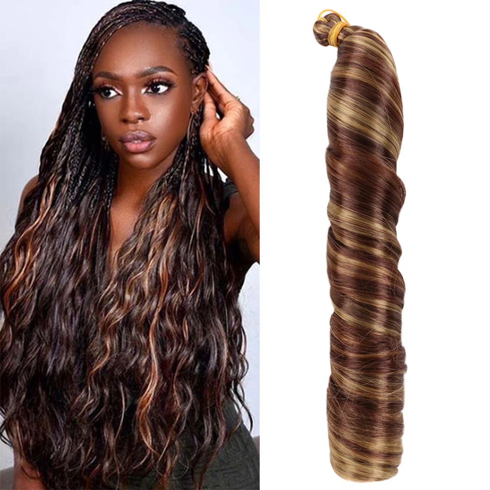 22Inches French Curly Synthetic Box Braids Loose Wave Nature Black Crochet Spanish Curly Silky Braiding Hair Extensions