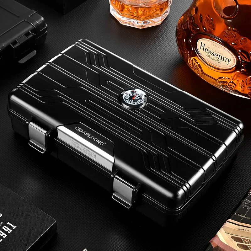 High-grade large capacity 10 cigars special cigarette box. Cigar humidor. External hygrometer, high appearance level men's gift