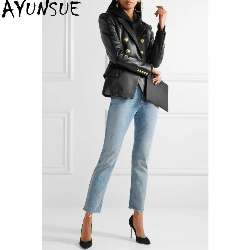 AYUNSUE couche supérieure en peau De mouton veste en cuir véritable femme 2025 Moto & manteau De motard printemps automne vêtements mode Jaqueta De Couro