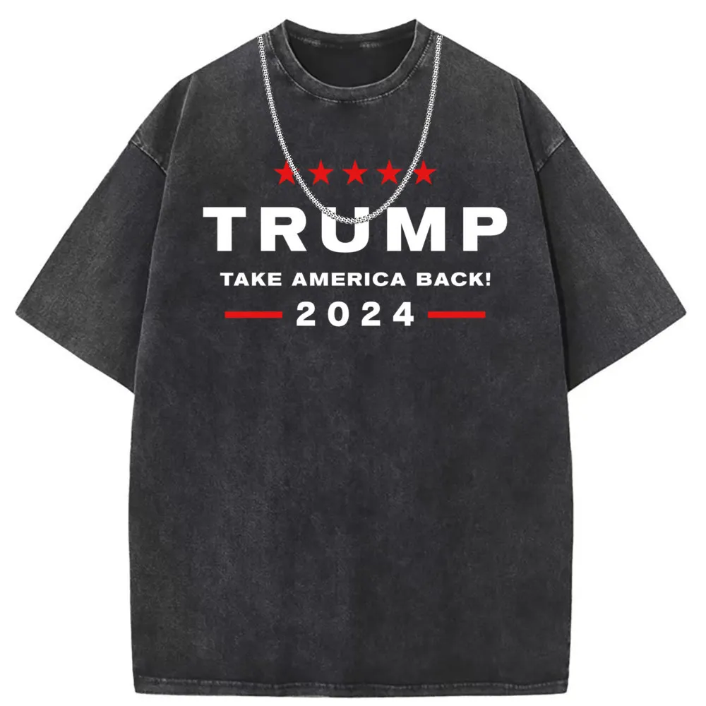 Donald Trump 2024 Take America Men Tshirt Family Summer Fall Men's Tshirt Washed Group Sportswears Brand Long Sleeve Sweatshirts