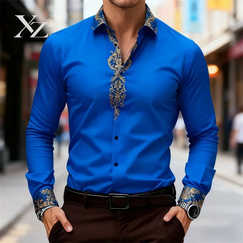 Men's 2025 Shirt, Street Style 3D High-Definition Print, Stylish Lapel, Versatile Trendy Top