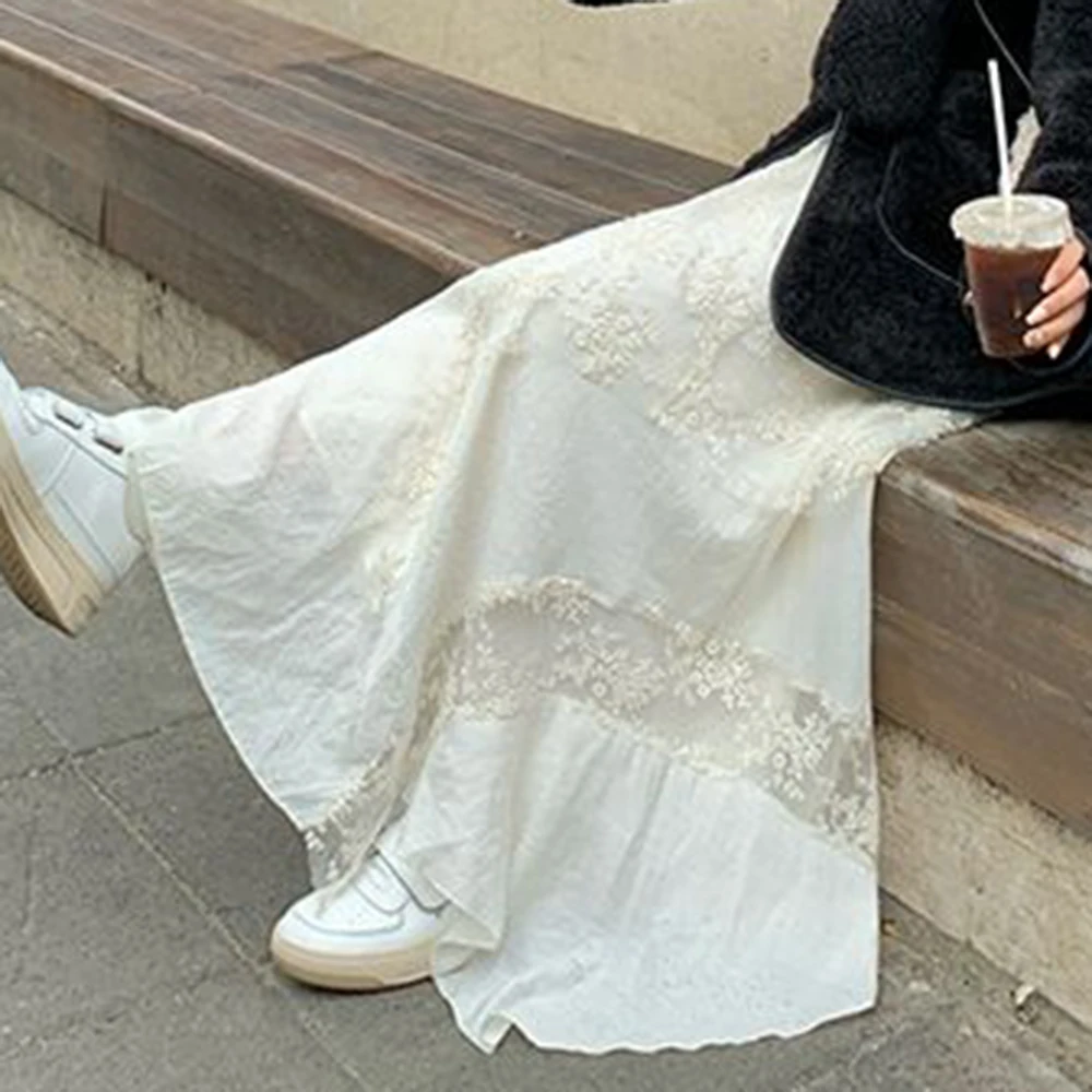 Lace half skirt design, niche long skirt, high waisted half skirt  long skirts for women  women  LOOSE FIT