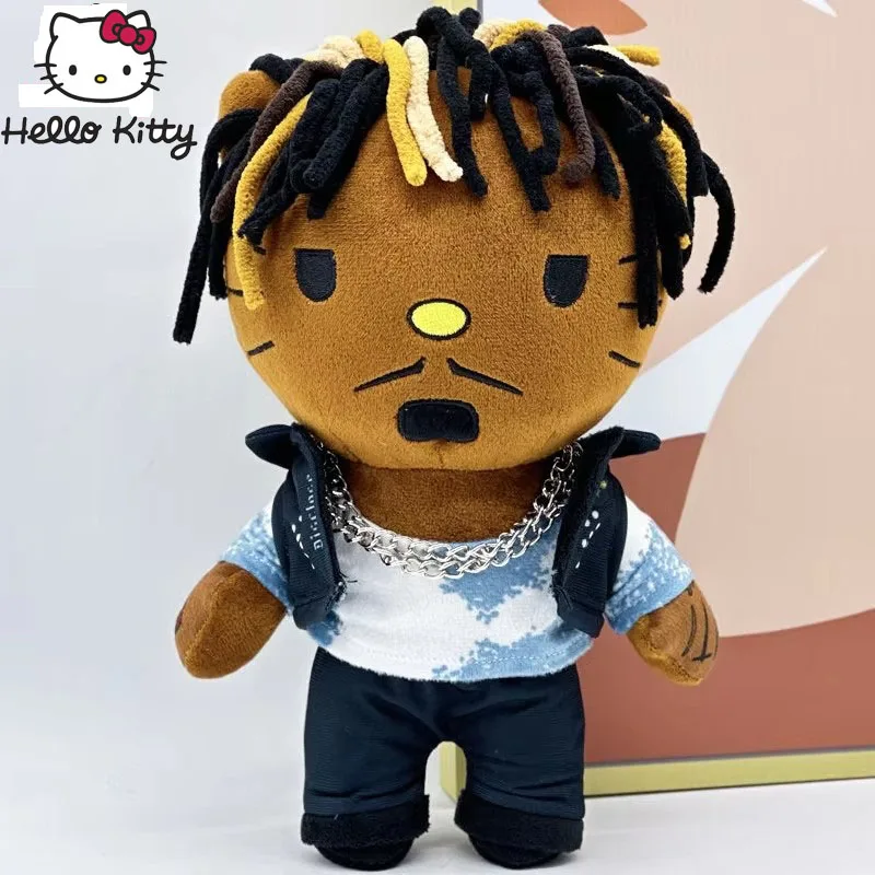 Hello Kitty Juice Wrld bambola di peluche giocattoli di peluche carino ragazzi ragazze gattino peluche che indossa gilet divertente gatto regalo di Natale regali di compleanno