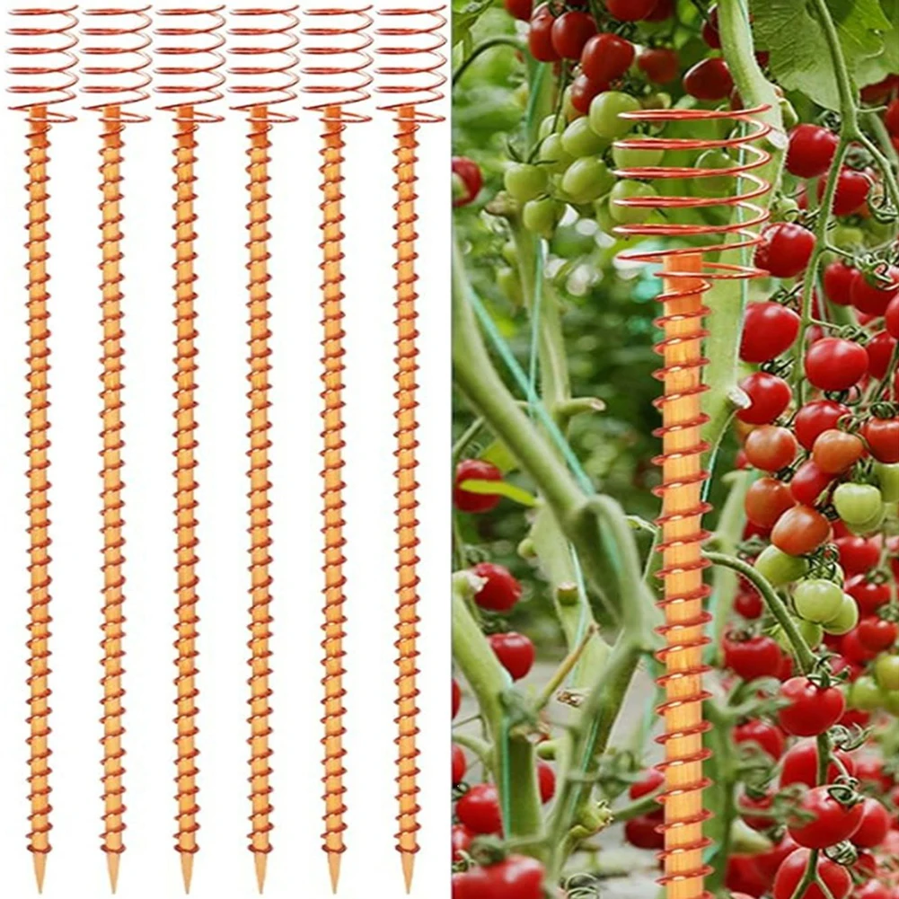 6Pcs Electroculture Plant Stakes 12'' Copper Coil Wire Antennas Garden Stakes Tensor Rings Kit For Growing Garden Plants Support
