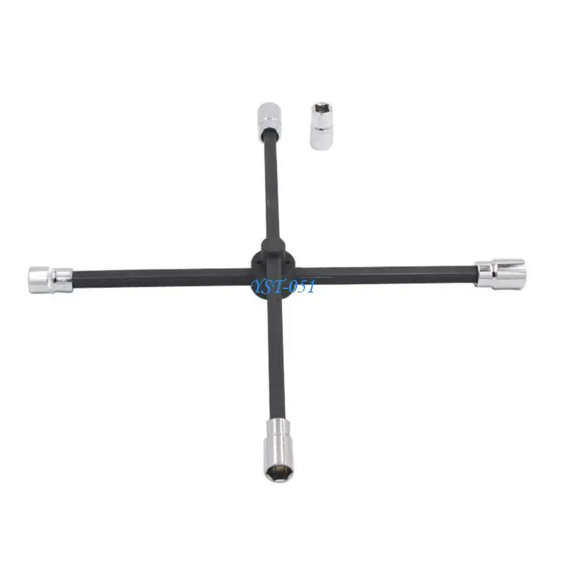 E15A Telescoping Lug Wrench, Extended Lug Wheel Wrench with 17mm/19mm(3/4”), 21mm(13/16”)/22mm(7/8”) Socket