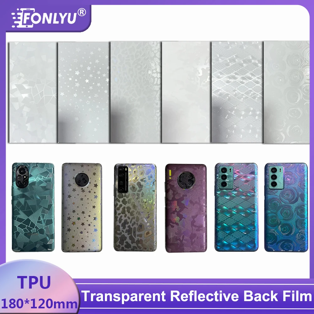 

FONLYU 50PCS Transparent 3D Embossed Back Sticker Protective Film Rear Cover Skin For Cellphone Hydrogel Mica Cutting Machine