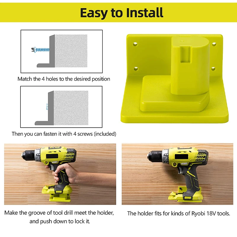 5 pacotes para ryobi titular 18v adaptador de bateria broca montar doca caso mala para as ferramentas elétricas armazenamento acessórios ferramenta suporte