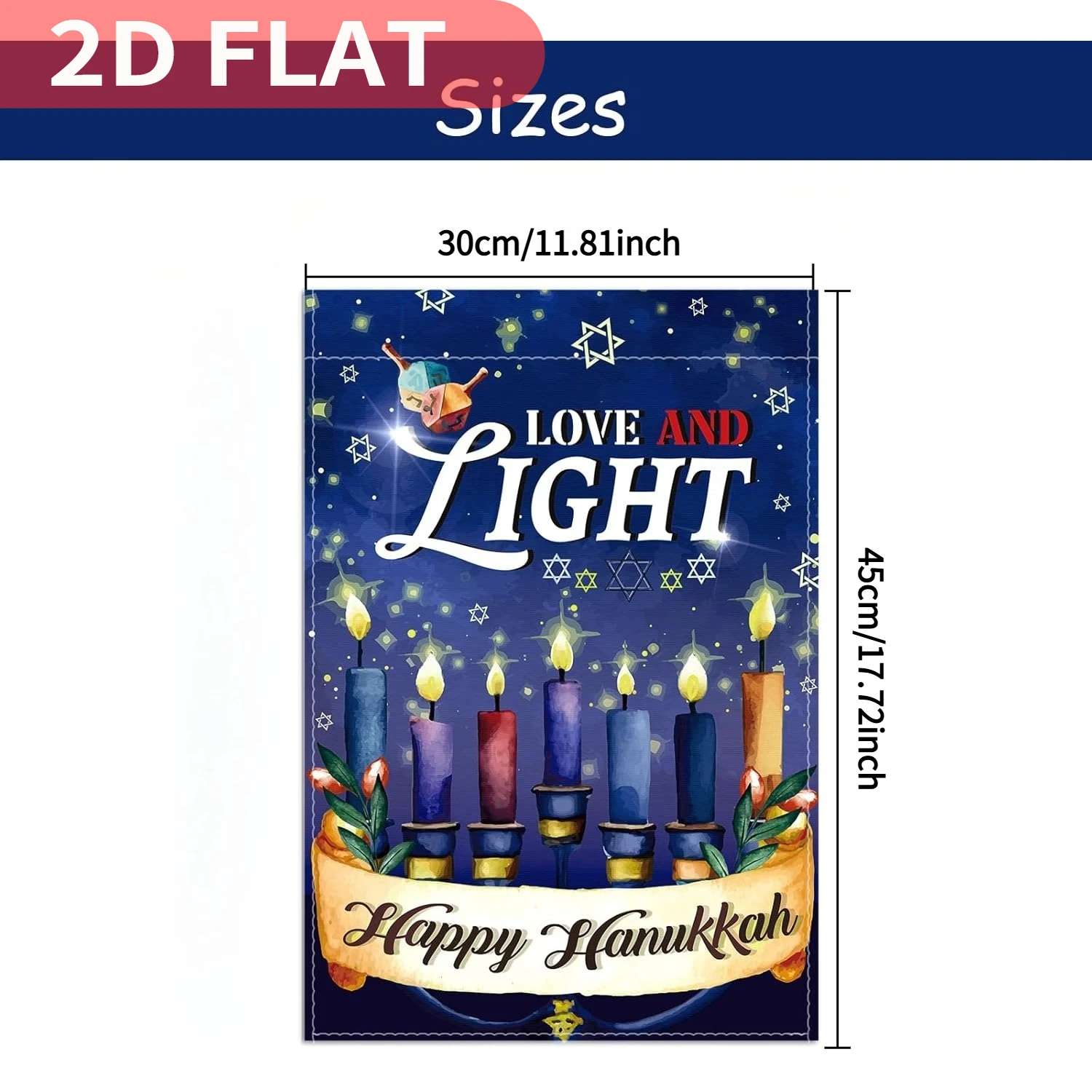 1pc Love and Light Happy Hanukkah Garden Flag, December Jewish Chanukah Festival Holiday Hanukkah House Decor, 12 x 18 Inch