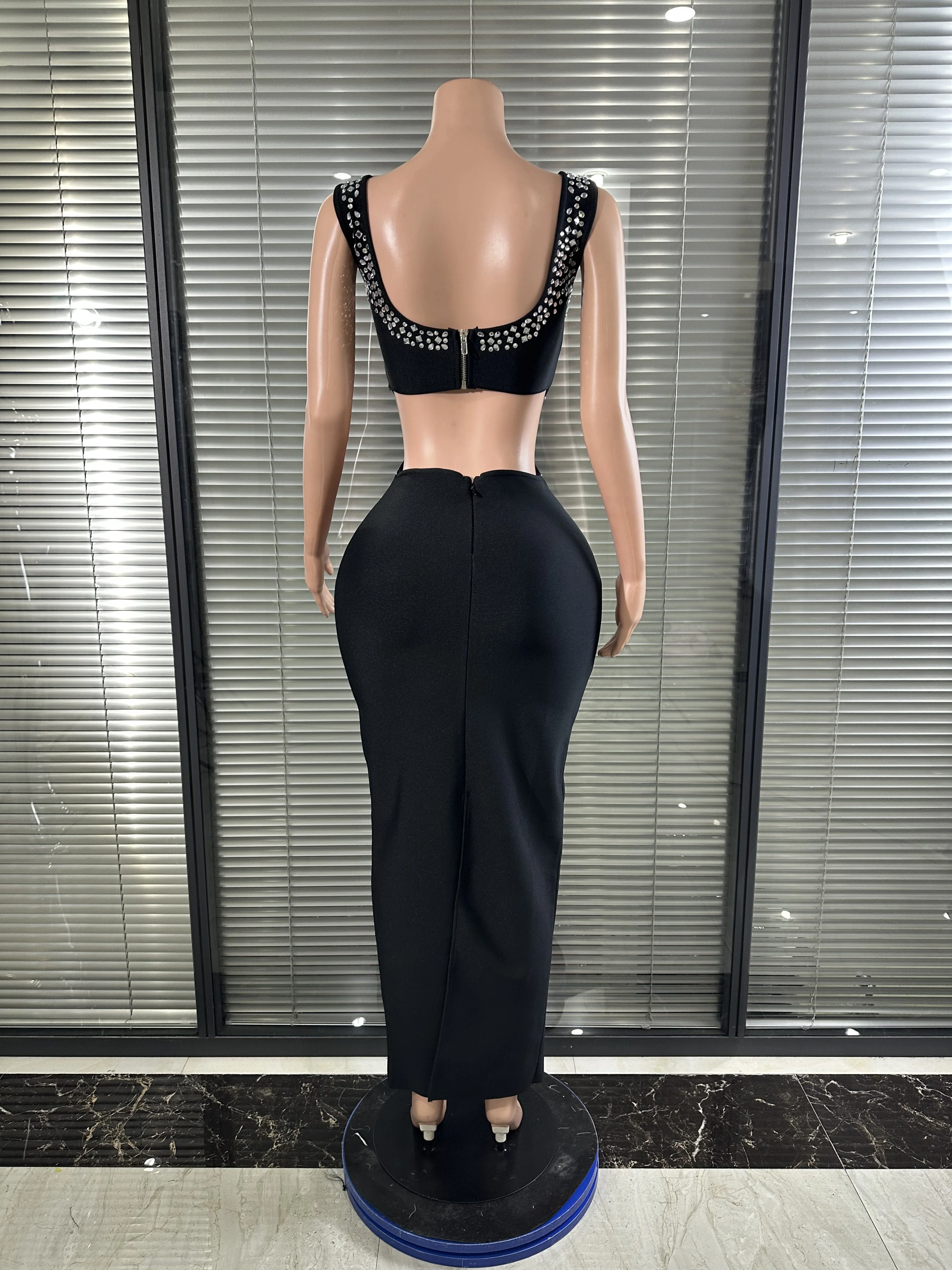 우아한 생일 드레스 럭셔리 다이아몬드 슬리브리스 바디콘 밴디지 롱 드레스 하이 스트리트 축하 이브닝 프롬 클럽 파티 드레스