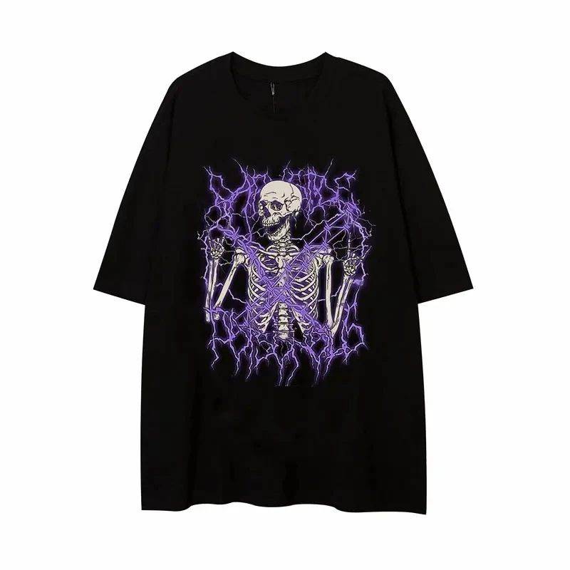 T-shirt imprimé à la main Dark Demon pour femmes, T-shirt Harajuku Y2K, Vintage, Esthétique, Gothique, Graphique, Punk, Vêtements, Hip Hop, Streetwear, Haut