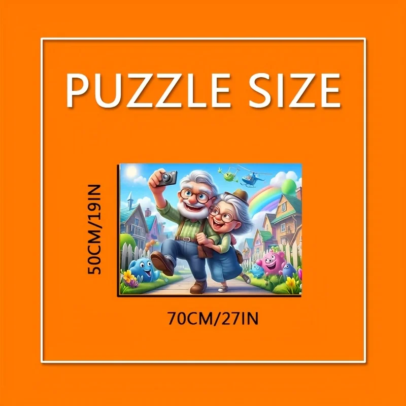 Rompecabezas de amor y viaje para abuelos, 1000 Uds., escena romántica con pareja de ancianos, colores vibrantes, actividad divertida familiar, cerebro DIY