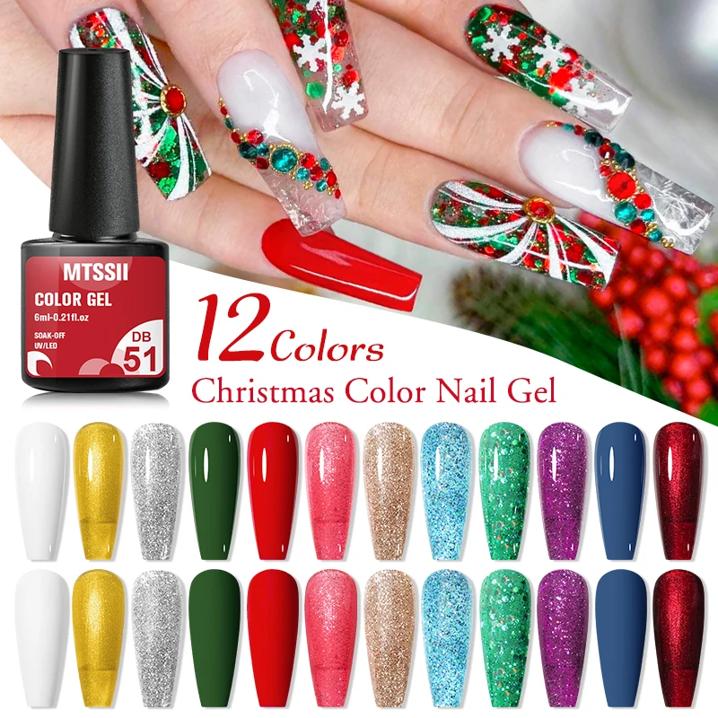 MTSSII 6ML Christmas Gel Nail Polish Red Green Semi Permanent Varnishes Hybrid Nail Art Design Soak Off UV LED Gel Manicure