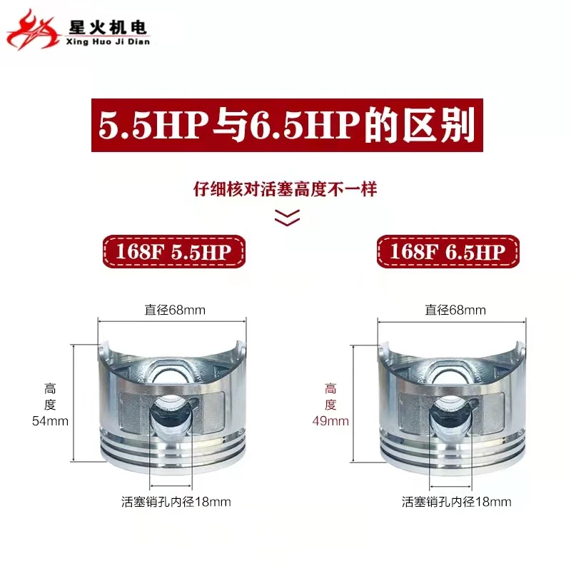 Piston kit & Connecting rod for Chinese 152F 154F 168F 170F 173F 177F 188F 190F 192F engine kolben ring pin clip set