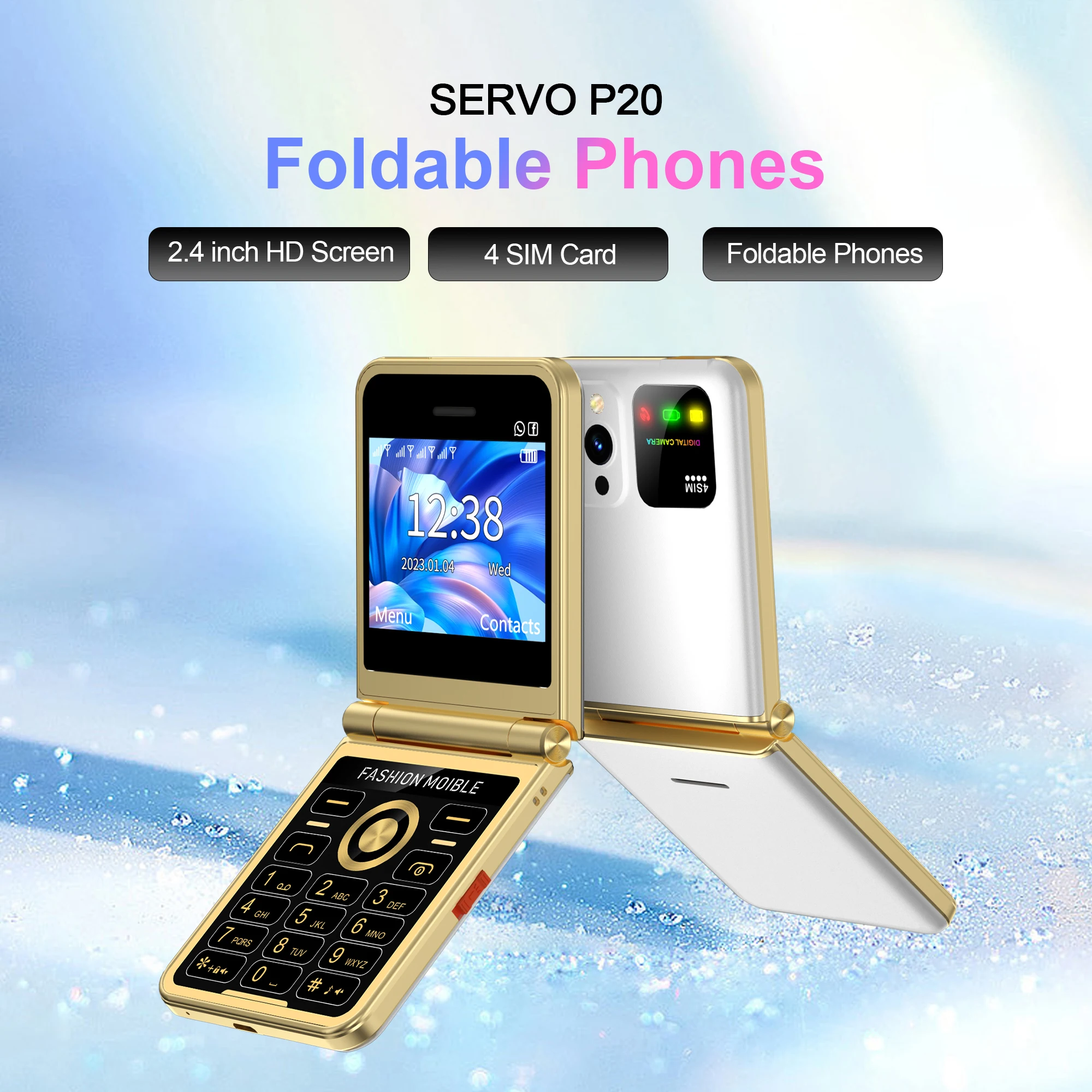 

SERVO P20 Flip Mobile Phone 4 SIM Standby Speed Dial 2.4'' Screen Magic Voice Flashlight FM Radio 2G GSM Unlocked Fold Cellphone