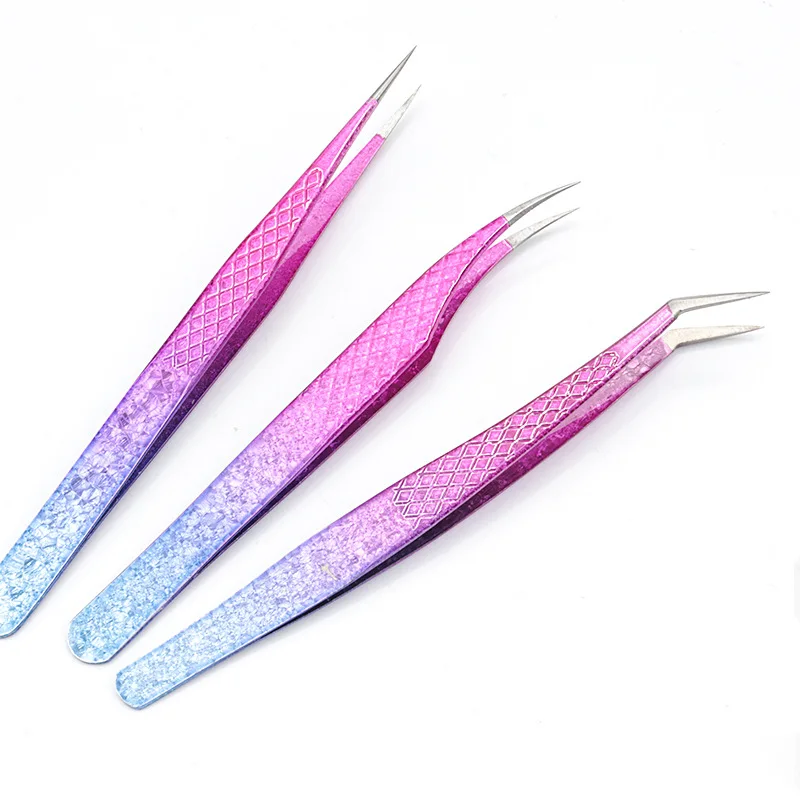 Tweezers Eyelash Extensions Clip Eyebrow Lash Extension Tweezers  Cosmetic Makeup Tools Professional Precision Eyelash Tweezers