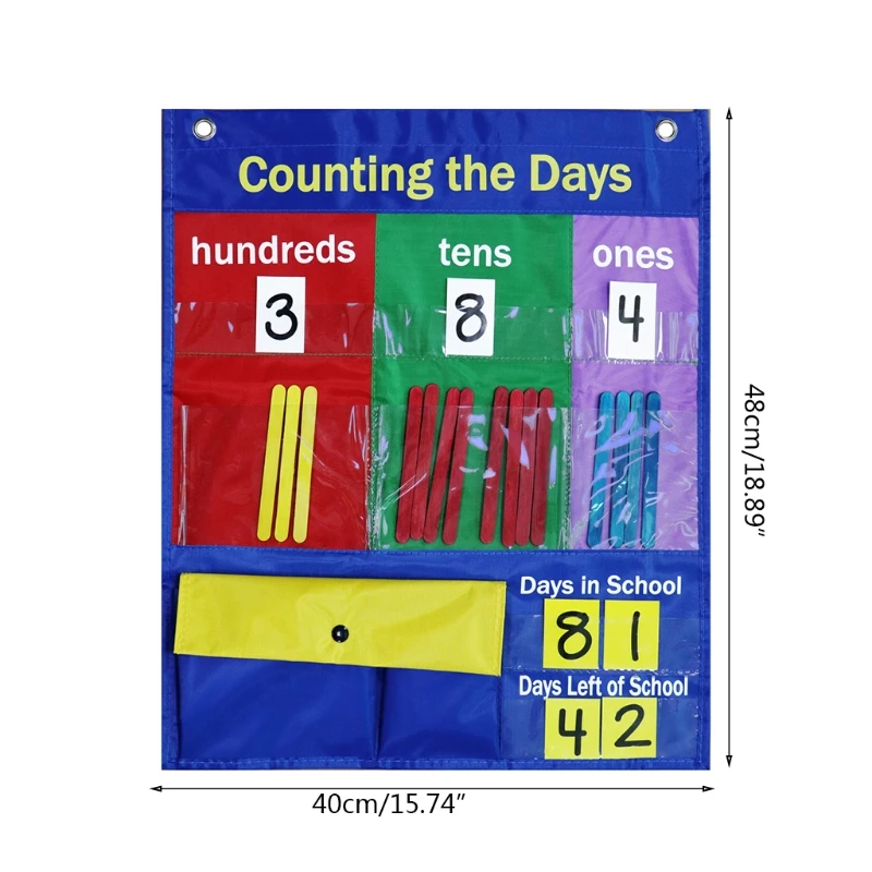 مخطط جيب معلق للعد مع شريط مغناطيسي وفتحتين معدنيتين للتعليق للأعمار من 3 سنوات فما فوق