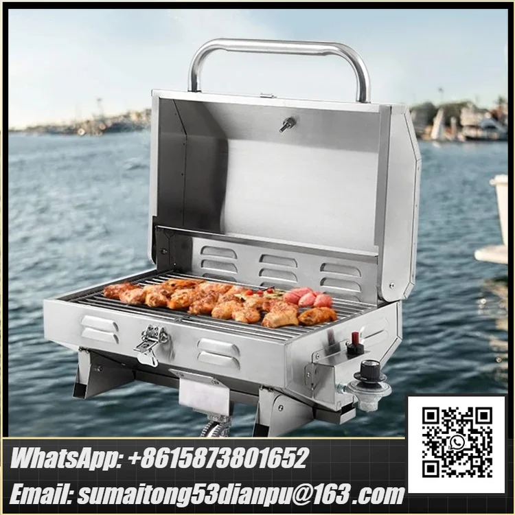 Marine Adjustable Boat Grill Inclined Bracket Mount BBQ Stove Propane Barbecue Boat Accessories Gas Grill for Boat