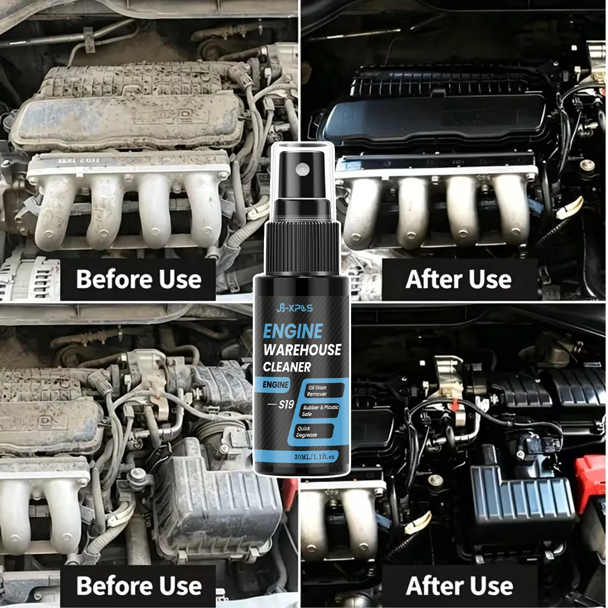 JB‑XPOS Engine Warehouse Cleaner Spray Oil Stain Remover Quick Degrease Rubber Plastic Safe Car Engine Care YT0209