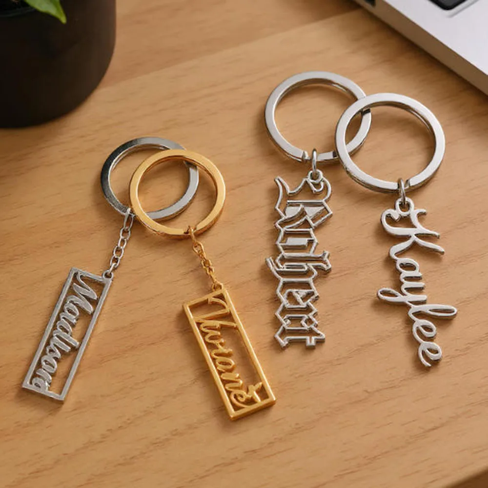 

Laser cutting name keychain - stainless steel keychain, customizable engraving, gift for girlfriends/dads/boyfriends