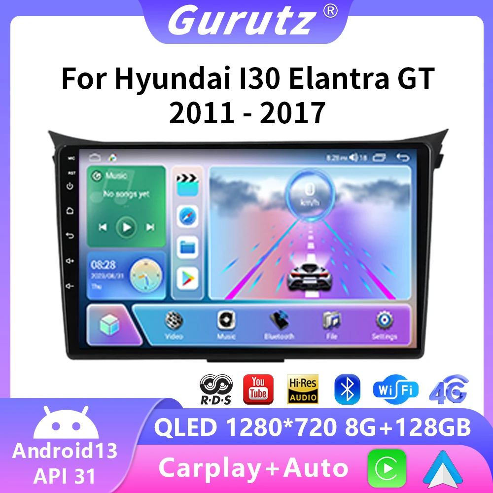 

Автомагнитола 2 Din, Android 13, для Hyundai I30 Elantra GT 2011- 2017, автомагнитола, Carplay, GPS-навигация, DVD, видеоплеер, стерео, DSP, QLED, BT