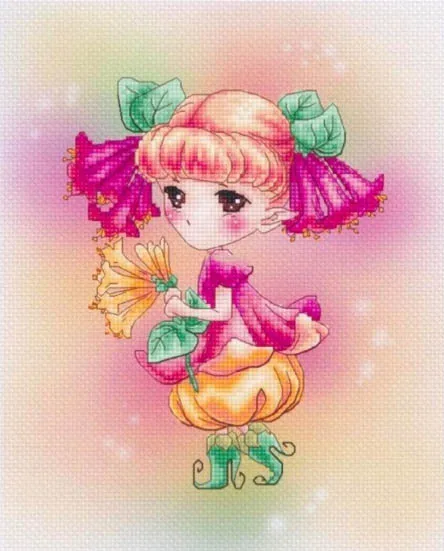 7-Trumpet flower spirit 24-28 DIY Needle Work Cross Stitch counted Cross Stitch Kit  28ct 14ct 32ct Metallic cotton aida