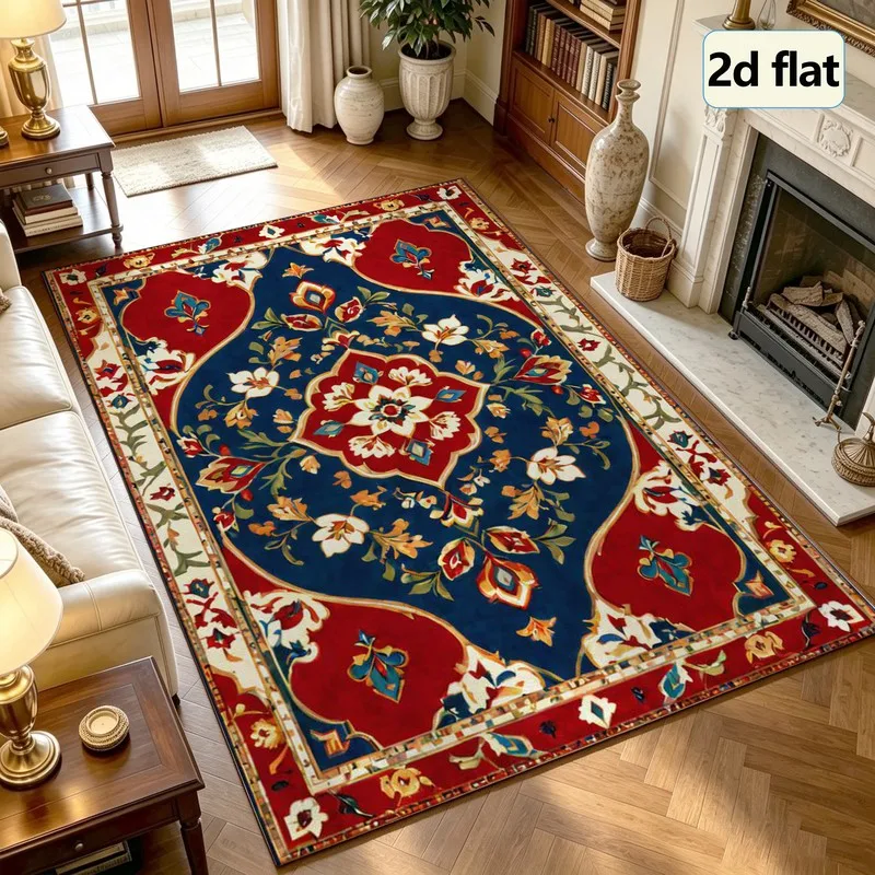 1 Piece of Persian Oriental Style Carpet, Soft and Comfortable, Easy to Maintain, Machine Washable, Indoor Rug, Suitable for Placing under Dining Tables, in Living Rooms, Next to Sofas, in Bedrooms, Entryways, and for Home Decoration.