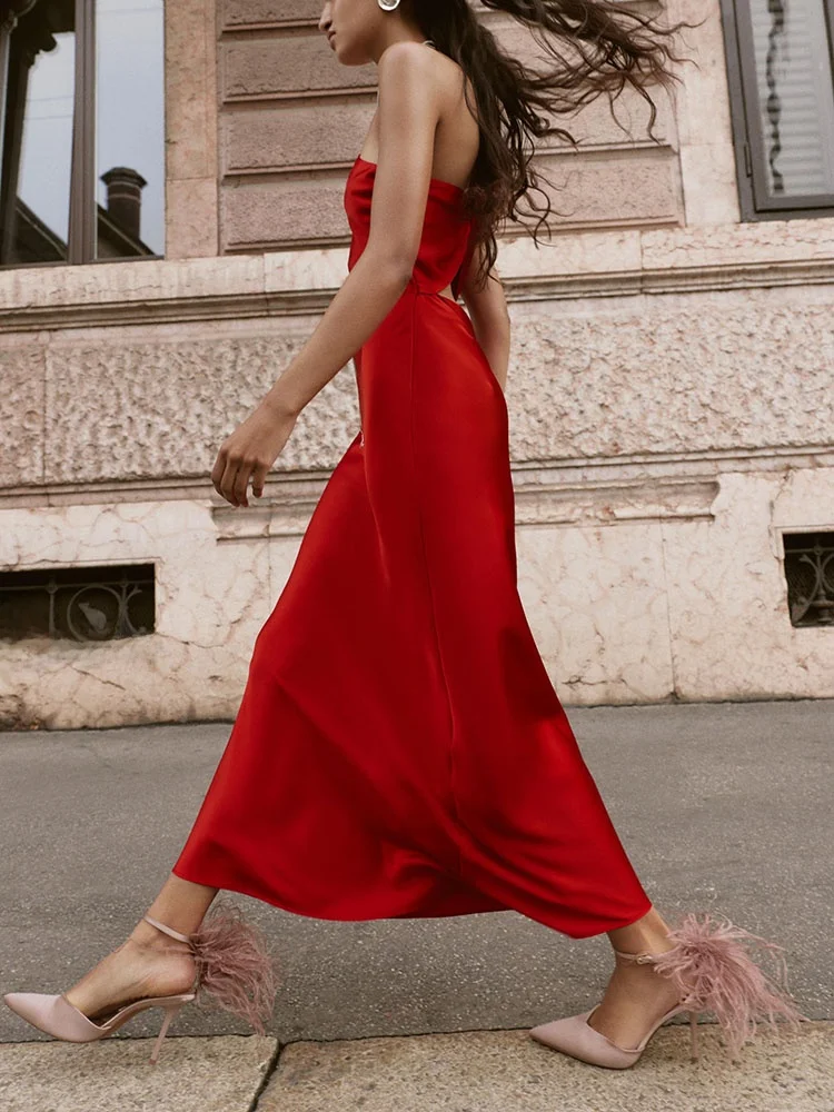 2025 otoño nueva llegada satén de seda asimétrico Midi Dr señoras suelta ajuste Casual Sle fabricante chino No Sve