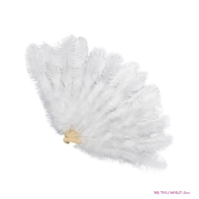 

Large Feathered Fan 1920s Vintage Handheld Fan Folding Hand Fan for Burlesque Theater Parties and Costume Enthusiasts A2BB