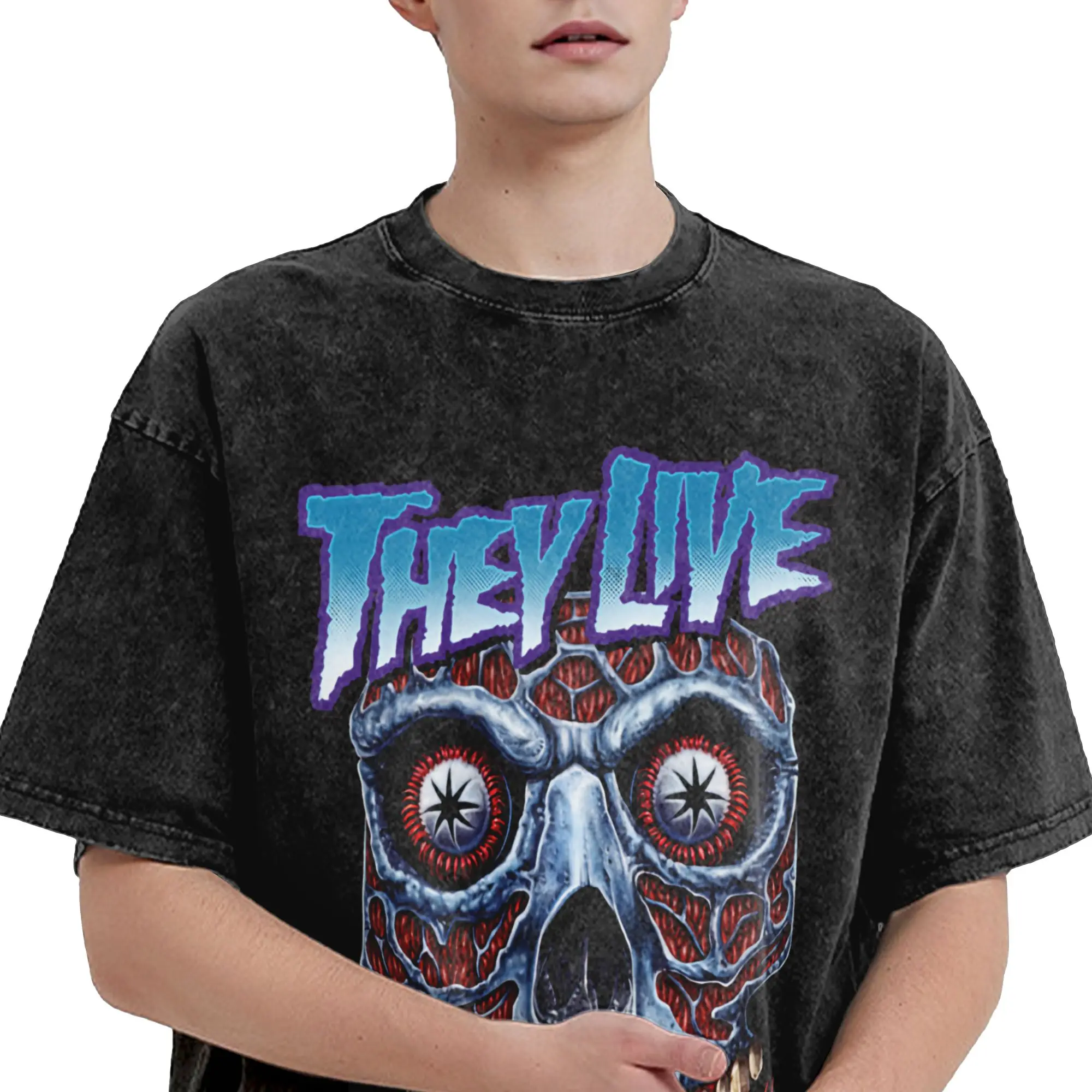 They Live, John carpenter Washed T Shirt Streetwear Hip Hop Fashion T-Shirts  Tees Tops for Men Women Short Sleeve High Street