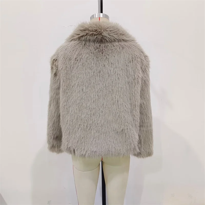 KEYANKETIAN 2024 Winter New Women's Faux fur short jacket Stylish Luxury Covered Button Loose Thick Warm Greatcoat Crop Top Coat