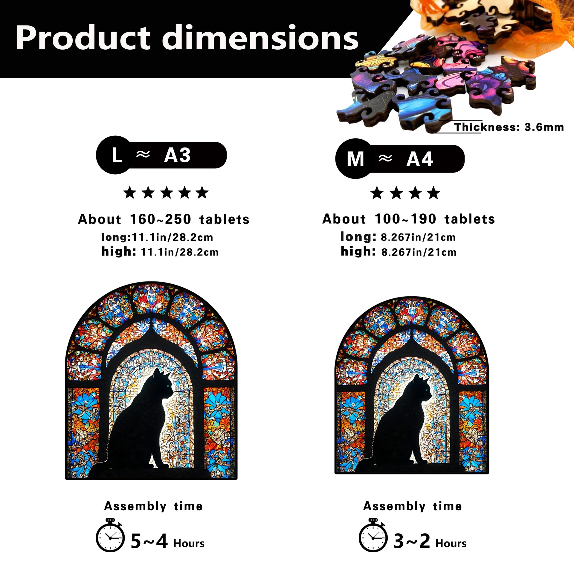 119/244개 불규칙한 모양의 고양이 나무 퍼즐 퍼즐 스트레스 해소 게임 고양이 애호가를 위한 생일 크리스마스 선물 홈 데코