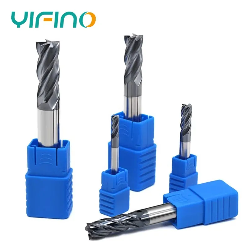 

YIFINO HRC50 4-Flute Coating Flat End Mill Tungsten Steel Carbide Milling Cutter For CNC Mechanical Machining Endmills Tools